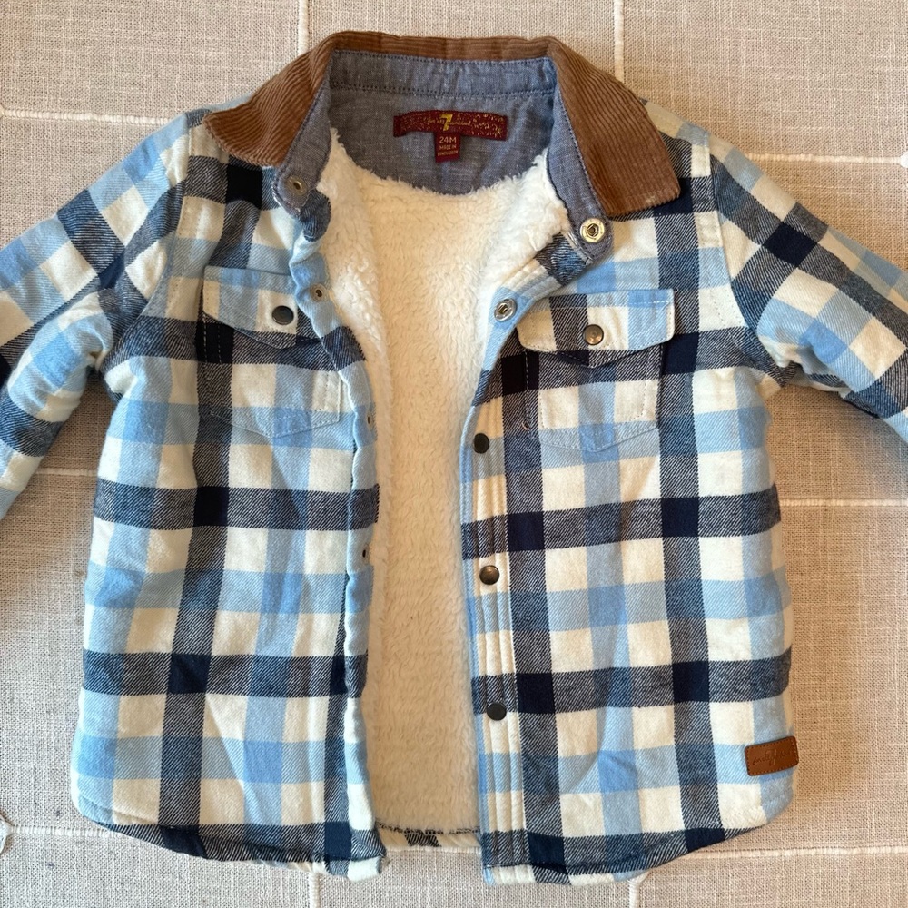 7 For All Mankind Blue and White Plaid Jacket 24M